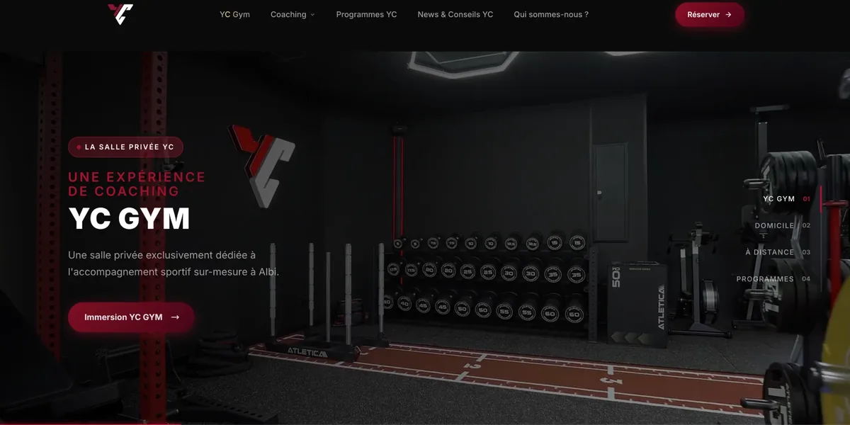Page d'accueil du site YC Coaching